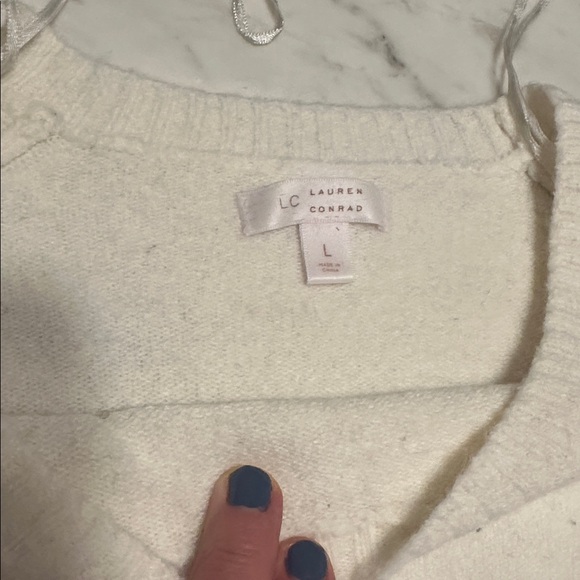 LC Lauren Conrad Cream Flamingo Sweater size large - Picture 5 of 7